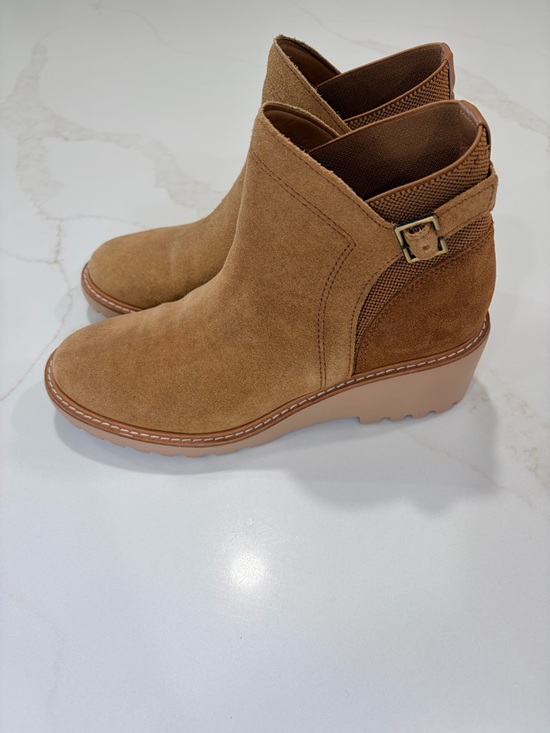 Gianni Bini Shoes - Gianni Bini Free-Spin Tan Suede Wedge Ankle Boots